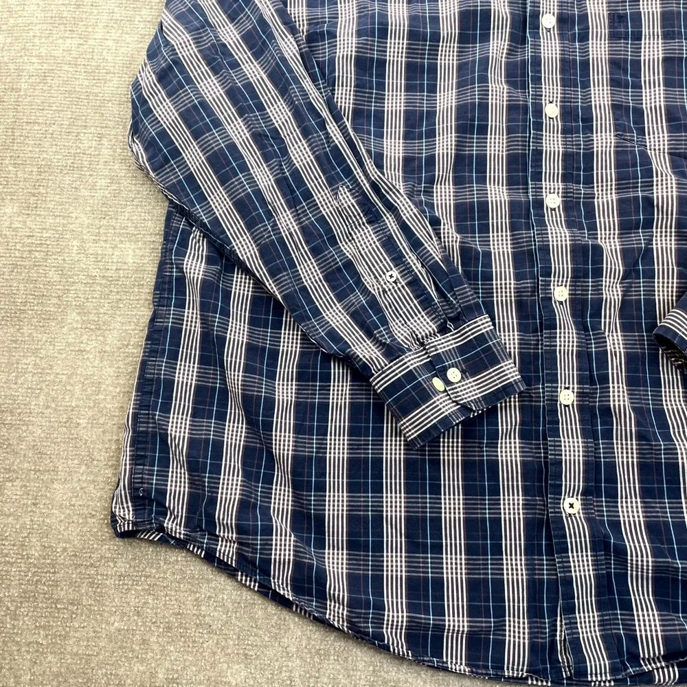 Izod Shirt Mens 2XL Multicolor‎ Plaid Cotton Shirttail Hem Pleated Button Down